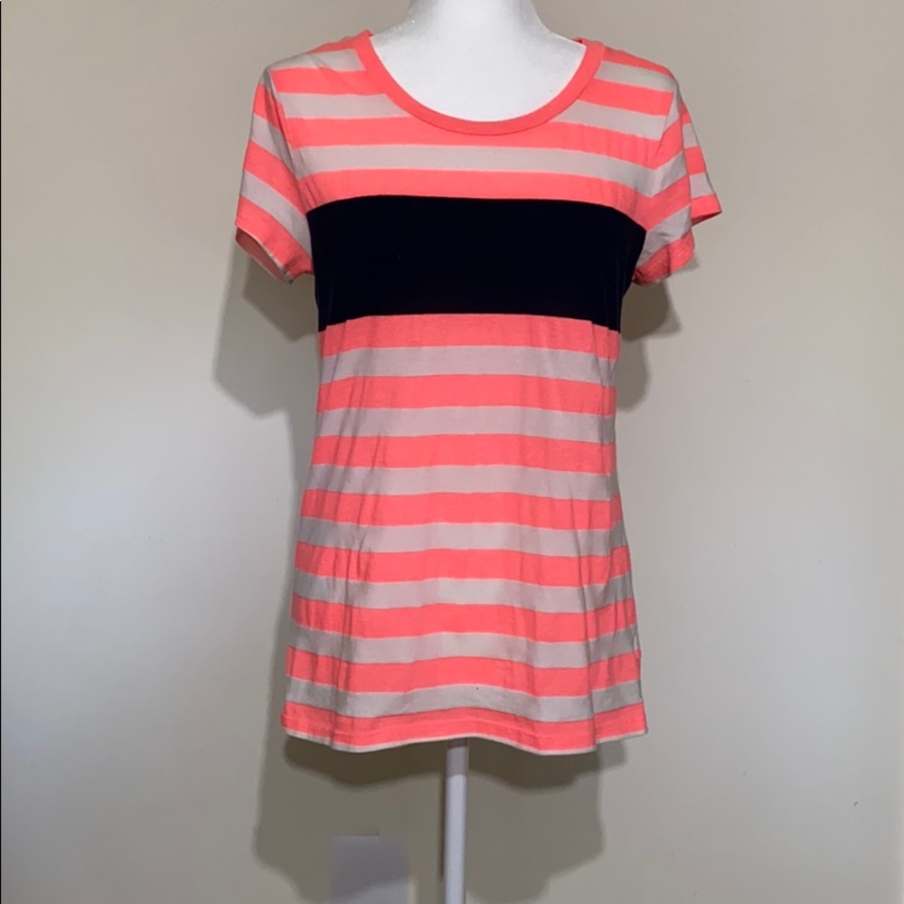 Gap T-shirt Stripped Neon Pink, Navy Blue, White.